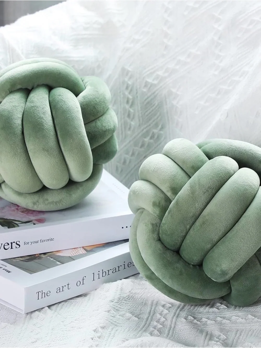 Namalu 10.6 Inches 2 Pcs Knot Pillows Decorative Throw Pillow, Dark Green